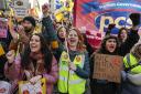 Striking civil servants at a PCS union rally in Glasgow last month
