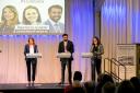 Ash Regan, Humza Yousaf and Kate Forbes taking part in the SNP leadership debate in Inverness