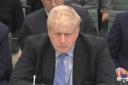 Boris Johnson towards the end of the three-hour evidence session in front of the Privileges Committee