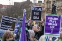 Gender critical feminists protesting in Glasgow in February