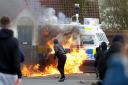 Police have come under attack during a republican march in Northern Ireland