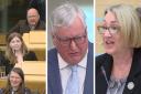 The Scottish Green benches looked unfazed after SNP MSP Fergus Ewing (centre) was told to show 'respect' by his own sister, deputy presiding officer Annabelle Ewing