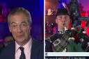 Nigel Farage (right) broadcast his GB News show live from Aberdeen