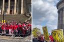 Anti-monarchy protesters and schoolchildren were present in Liverpool for King Charles's visit