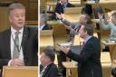 SNP depute leader Keith Brown was interrupted by Scottish Tory leader Douglas Ross