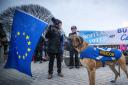 Pro-EU campaigners take part in a 'Missing EU Already' rally outside the Scottish Parliament, Edinburgh, organised by the Edinburgh Yes Hub, which backs Scottish independence, ahead of the UK leaving the European Union at 11pm on Friday. Jane