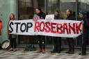 Climate campaigners protest against Rosebank outside of Equinor's Aberdeen HQ