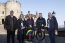 Councillor Chris Kane (L), Trudy Lindblade, Anna Shackley, Chris Boardman & Councillor Scott Farmer (R) are pictured as Stirling Castle