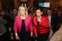 Sinn Fein vice president Michelle O'Neill (left) and president Mary Lou McDonald arriving at Belfast City Hall