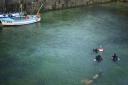 Divers heading under the water at Mullion Cove Harbour (Hidden Sea/Zero Co/PA)