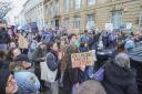 A double demo outside the Sandyford Clinic in Glasgow by both sides of the abortion debate