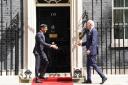 Prime Minister Rishi Sunak greets US President Joe Biden outside 10 Downing Street