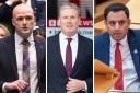 From left: SNP Westminster group leader Stephen Flynn, Labour leader Keir Starmer, and Scottish Labour group leader Anas Sarwar