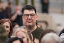 Father Ted creator Graham Linehan during a Let Women Speak rally in Belfast