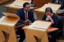 Scottish Labour leader Anas Sarwar and Labour MSP Jackie Baillie in the Scottish Parliament