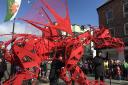 A 10-metre-long dragon will lead Welsh independence supporters through the streets of Bangor on Saturday