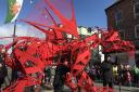 A 10-metre-long Welsh Dragon, crafted by the artist-led organisation Small World Theatre