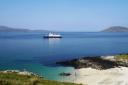 Hebridean Princess moors off a secluded bay in the  Western Isles