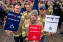 Firefighters protested outside Holyrood on Thursday