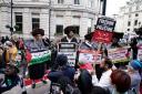 Protesters during a pro-Palestine march organised by Palestine Solidarity Campaign in central London