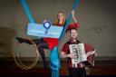 Singer, TV and Radio presenter, Educator and Director Joy Dunlop launches “Seachdain Na Gàidhlig” (World Gaelic Week) at Community Circus Paisley with  help from Grant McFarlane, musician and Seachdain na Gaidhlig project