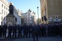 A line of police attempted to stop them from reaching Whitehall