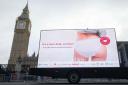 A view of a digital van in Westminster as part of the ‘Say Pants to the Tax’ campaign led by Marks and Spencer
