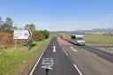 The A835 was closed after a three-vehicle crash