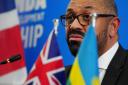 Home Secretary James Cleverly during a press conference with Rwandan Minister of Foreign Affairs Vincent Biruta