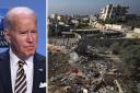 US president Joe Biden said that Israel was indiscriminately bombing Gaza (seen right)