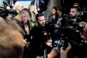 Ukrainian President Volodymyr Zelenskyy speaks to journalists, in Oslo, Wednesday