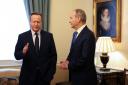 Foreign Secretary David Cameron, left, meets Irish Tanaiste Michael Martin