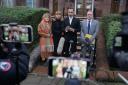 Solicitor Aamer Anwar (second right) representing the families of both victims, speaking to the media with Deborah Coles, executive director of bereavement charity Inquest (left) and Linda Allan (second left) and Stuart Allan (right), the parents of
