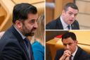 Clockwise from left: First Minister Humza Yousaf, Scottish Tory leader Douglas Ross, and Scottish Labour leader Anas Sarwar