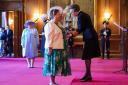 Jackie Baillie and Anne, Princess Royal at an investiture ceremony in Edinburgh