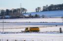 A snow plough near Fordoun in Aberdeenshire