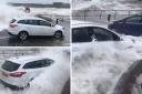 The cars were thrown several meters by the waves