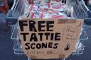 The group were handing out tattie scones in Glasgow's George Square