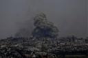 Smoke and explosions rise inside the Gaza Strip, as seen from southern Israel, on Sunday, March 17 2024