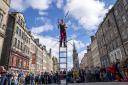 A street performer on Edinburgh's Royal Mile during the city's Festival Fringe