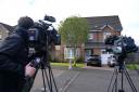 Camera crews gathered outside Nicola Sturgeon and Peter Murrell's house in Uddingston