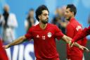 Egypt's Mohamed Salah practices during Egypt's official training on the eve of the group A match between Russia and Egypt at the 2018 soccer World Cup in the St. Petersburg stadium in St. Petersburg, Russia, Monday, June 18, 2018. (AP Photo/Efrem 