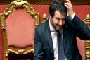 Italian Interior Minister Matteo Salvini sits in the Italian Senate in Rome