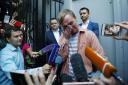 Russian investigative journalist Ivan Golunov, cries after drugs charged against him were dropped. Photograph: AP
