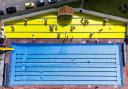 Swimmers at the Stonehaven Open Air Pool in Aberdeenshire