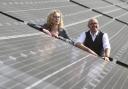Scottish Green party co-leaders Lorna Slater and Patrick Harvie during a visit to Edinburgh University Easter Bush solar farm.  Photograph: Gordon Terris