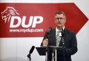 Democratic Unionist Party leader Sir Jeffrey Donaldson makes a key note speech on the Northern Ireland Protocol. Photo: PA