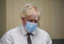 Prime Minister Boris Johnson is shown around a CT scan room during a visit to Hexham General Hospital in Northumberland today, Monday November 8, 2021.  Photo PA.