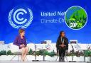 Nicola Sturgeon (left) and activist Vanessa Nakate (right) during a discussion in the main plenary on climate finance
