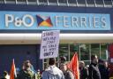 People protest the firing of 800 P&O workers. Photograph: PA